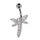 Bauchnabel Piercing - Libelle aus Sterling Silber mit Zirkonien-Flügeln