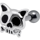 316L Helix Ohrpiercing 1.2x6 mit Zombie-Katzenschädel in 925 Sterling Silber