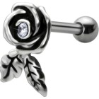 TIP Ohrpiercing mit 925 Silber Rosen und einem klaren Kristallstein