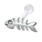 TIP Ohrpiercing mit 925 Silber Fischgr&auml;ten und PTFE Barbell