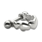 316L Helix Ohrpiercing 1.2x6m mit Silberdesign Hearts Allover