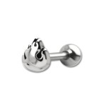 Zungenpiercing aus 316L Stahl 1.6x10mm Flammen-Motiv