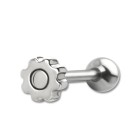 Zungenpiercing aus 316L Stahl 1.6x10mm Zahnrad-Motiv