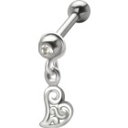 316L Stahl Helix Ohrpiercing 1.2x6mm, HERZ-Anhänger, verspielt