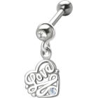 316L Stahl Helix Ohrpiercing 1.2x6mm,  HERZ  LOVE  -Anh&auml;nger