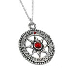 Pendant 925 sterling silver, motif sun, light red