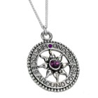 Pendant 925 sterling silver, motif sun, amethyst