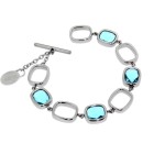 Armband aus Edelstahl mit Schmucksteinen - aquamarin