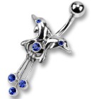 Bauchnabel Piercing mit 925 Sterling Silber, symmetrische Delphine