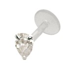 Bioplast Stecklabret mit kleinem Kristall, crystal, 1.2x6mm / 1.2x8mm / 1.2x10mm