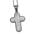 Kreuzanh&auml;nger aus Edelstahl mit klaren Kristallen auf der Vorderseite