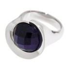 SONDERANGEBOT Glänzend polierter Ring aus Edelstahl mit violettem facettierten Stein in violett