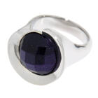 SONDERANGEBOT Gl&auml;nzend polierter Ring aus Edelstahl mit violettem facettierten Stein  in violett