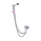 316L Helix Ohrpiercing 1.2x6mm mit Silberkettchen, Ministernchen und Stecker