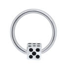 Kugelklemmring aus 316L BCR Chirurgenstahl 1,2 x 10 mm mit silbernem W&uuml;rfel