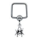 Kugelklemmring aus 316L BCR Chirurgenstahl, QUADRATISCH, 1,2 x 8 mm, mit Spinnenanh&auml;nger