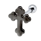 316L Helix Ohrpiercing 1.2x6mm, Motiv Friedhofs-Kreuz raus aus 925 Sterling Silber