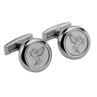 Cufflinks SOLID made of stainless steel round with polished round insert and engraving