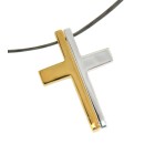 Pendant cross in two parts Silver, gold-plated & shiny