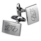 Manschettenknöpfe PERFECT aus mattiertem Edelstahl mit Wunschgravur