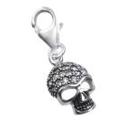 Anh&auml;nger Totenkopf zum Einh&auml;ngen in ein Bettelarmband, t&ouml;dlich schick - Silber mit morbidem Charme