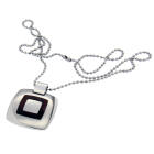 Anh&auml;nger aus Materialmix: Edelstahl und Holz quadratisch