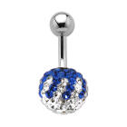 Bauchnabel K&ouml;rperschmuck Piercing mit  Kristallen in1.6x6mm / 1.6x8mm / 1.6x10mm / 1.6x12mm / 1.6x14mm L&auml;nge, 80-4