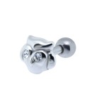 316L Helix ear piercing 1.2x6, motif small cute owl made of 925 sterling silver