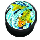 Plastic picture plug with golden KOI CARP motif