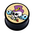 Plastic picture plug, SKULL POKERFACE motif.