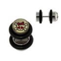 Pseudo-Plug, Stift aus 316L, 1.2x4.5x6mm, Skull-K&auml;tzchen, wei&szlig;