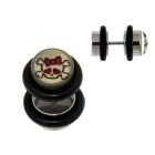 Pseudo-Plug, Stift aus 316L, 1.2x4.5x6mm, Skull-Kätzchen, weiß