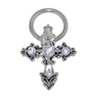 Schmuckpiercing aus Chirurgenstahl und Sterling Silber für die Brustwarze, Kreuz mit 4 runden Zirkonien
