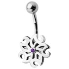 Piercing gebogen Bauchnabel mit Gothic Design, blumenähnlich