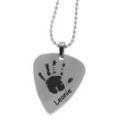 Anh&auml;nger Plektron aus Edelstahl graviert mit einem Hand- oder Fu&szlig;abdruck und Namen