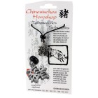 Chinesisches Horoskopzeichen  Schwein , Zinn, Kordel&Karte