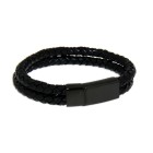 Lederarmband schwarz mit Schiebeverschluss