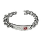 Schweres Medi-Armband aus Edelstahl mit &Auml;sculap-Stab und individueller Gravur