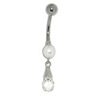 Bauchnabel Piercing mit Synthi-Perle und Kristall