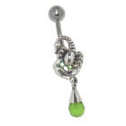 Bauchnabel Piercing mit Briolette- Anh&auml;nger Sterling Silber - Skorpion