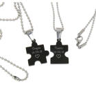 Partneranh&auml;nger "Puzzle mit Herzmotiv auf der Vorderseite" aus Edelstahl PVD schwarz beschichtet mit individueller Gravur auf d