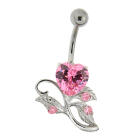 Bauchnabel Piercing mit gefassten Zirkonien, Rose mit Dornen