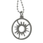 Round stainless steel pendant with sun motif