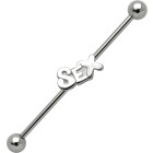 Industrial Ohrpiercing aus Chirurgenstahl mit Schriftzug SEX