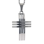 Edelstahl-Kettenhanhänger Kreuz in Streifen Design