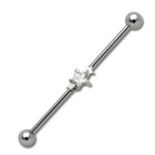 Industrial Ohrpiercing aus Chirurgenstahl mit Stern und Swarovski crystal