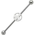 Industrial Ohrpiercing aus Chirurgenstahl mit PEACE Zeichen
