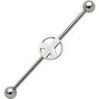 Industrial Ohrpiercing aus Chirurgenstahl mit PEACE Zeichen