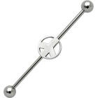 Industrial Ohrpiercing aus Chirurgenstahl mit PEACE Zeichen