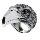 Massiver Ring aus 925 Sterling Silber, oxidiert. Motiv Raubvogel